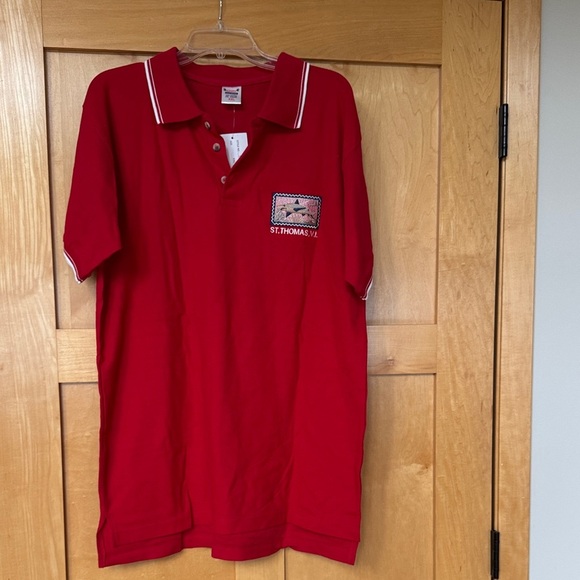 NEW St. Thomas USVI Red Polo Shirt - Picture 1 of 7